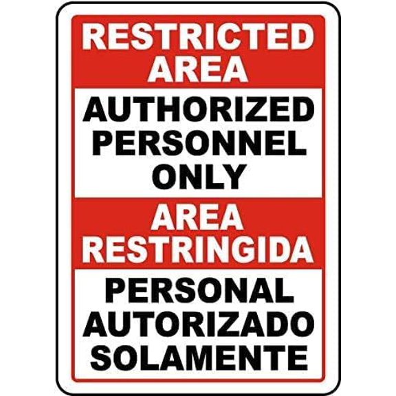 Vintage Tin Warning Bilingual Authorized Personnel Only Metal Sign 8"x12", Weatherproof Durable, For Home Commercial Driveway Garden Farm Indoor Outdoor Bilingual Access Control