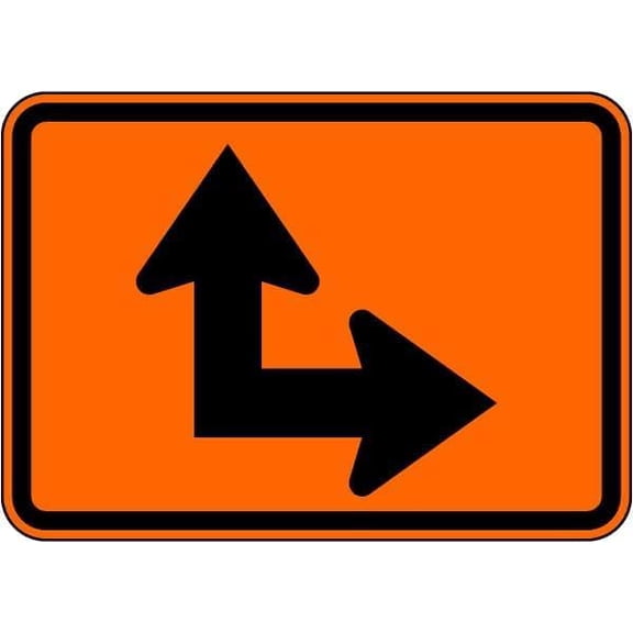 Vintage Tin Warning Right Two-Direction Straight Turn Arrow Orange Metal Sign 8"x12", Home Commercial Driveway Garden Farm Indoor Outdoor Traffic Direction