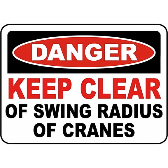 Vintage Tin Warning Sign Keep Clear of Swing Radius of Cranes - 8"x12" Safety Sign for Home Commercial Driveway Alerts Garden Wall Home Farm Indoor Outdoor, Construction, Crane Zone