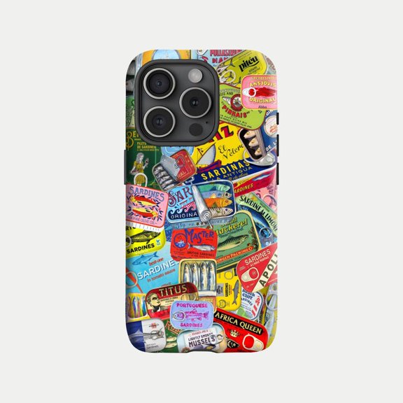 Vintage Tinned Fish Sardine Rustic Collage Coastal Aesthetic Case with iPhone 17 to 11 Pro Max