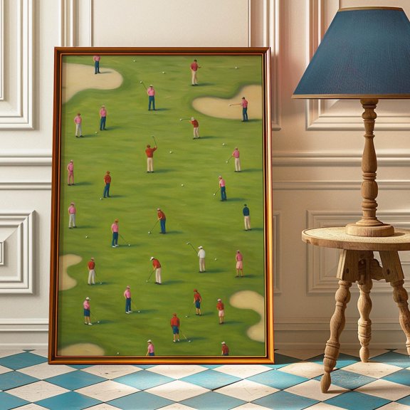 Vintage Tiny Golfers Retro Golf Course Man Cave Poster Unframed Paper Print