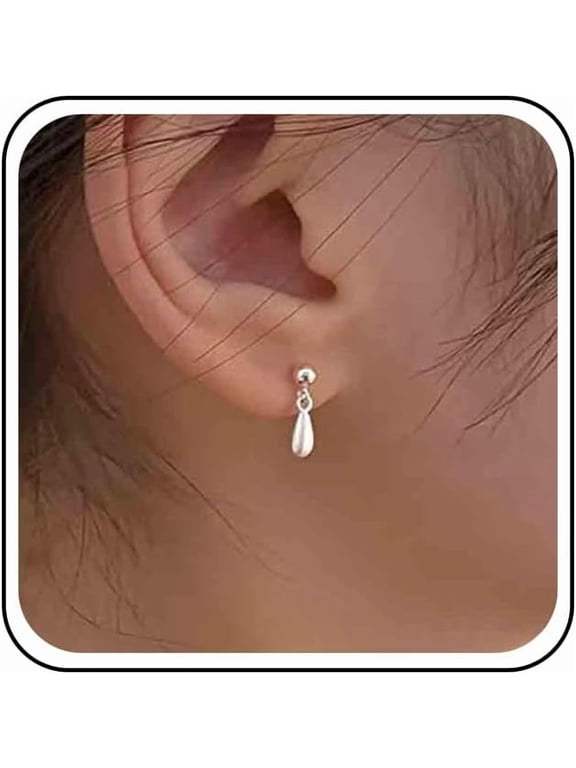 Vintage Tiny Teardrop Earrings Silver Waterdrop Leverback Earrings Small Droplet Dangle Earrings Petite Raindrop Earrings Jewelry for Women