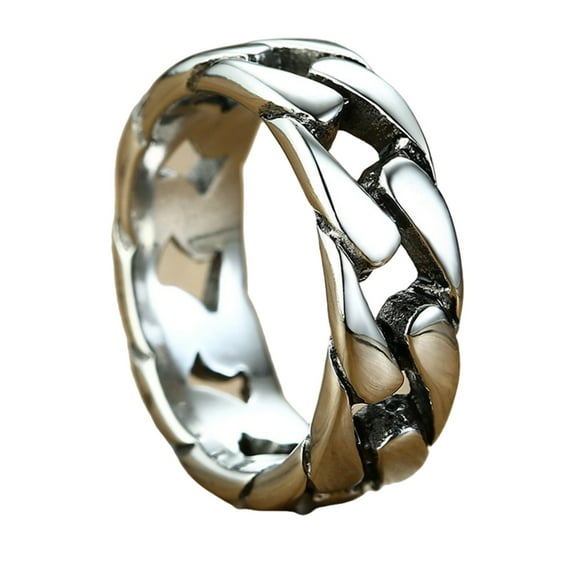 Vintage Titaniums Steel Motorcycle Chain Rings Jewelry with Breathable Hollow Structure Secure Fit for Couples