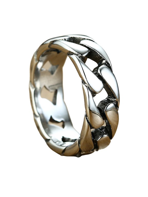 Vintage Titaniums Steel Motorcycle Chain Rings Jewelry with Breathable Hollow Structure Secure Fit for Couples
