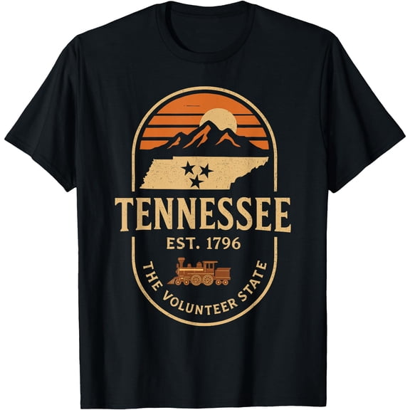 Vintage Tn Tennessee Est 1796 Orange Usa Flag Smoky Souvenir T-Shirt