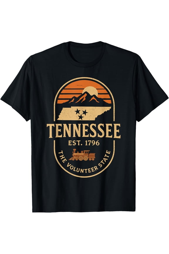 Vintage Tn Tennessee Est 1796 Orange Usa Flag Smoky Souvenir T-Shirt