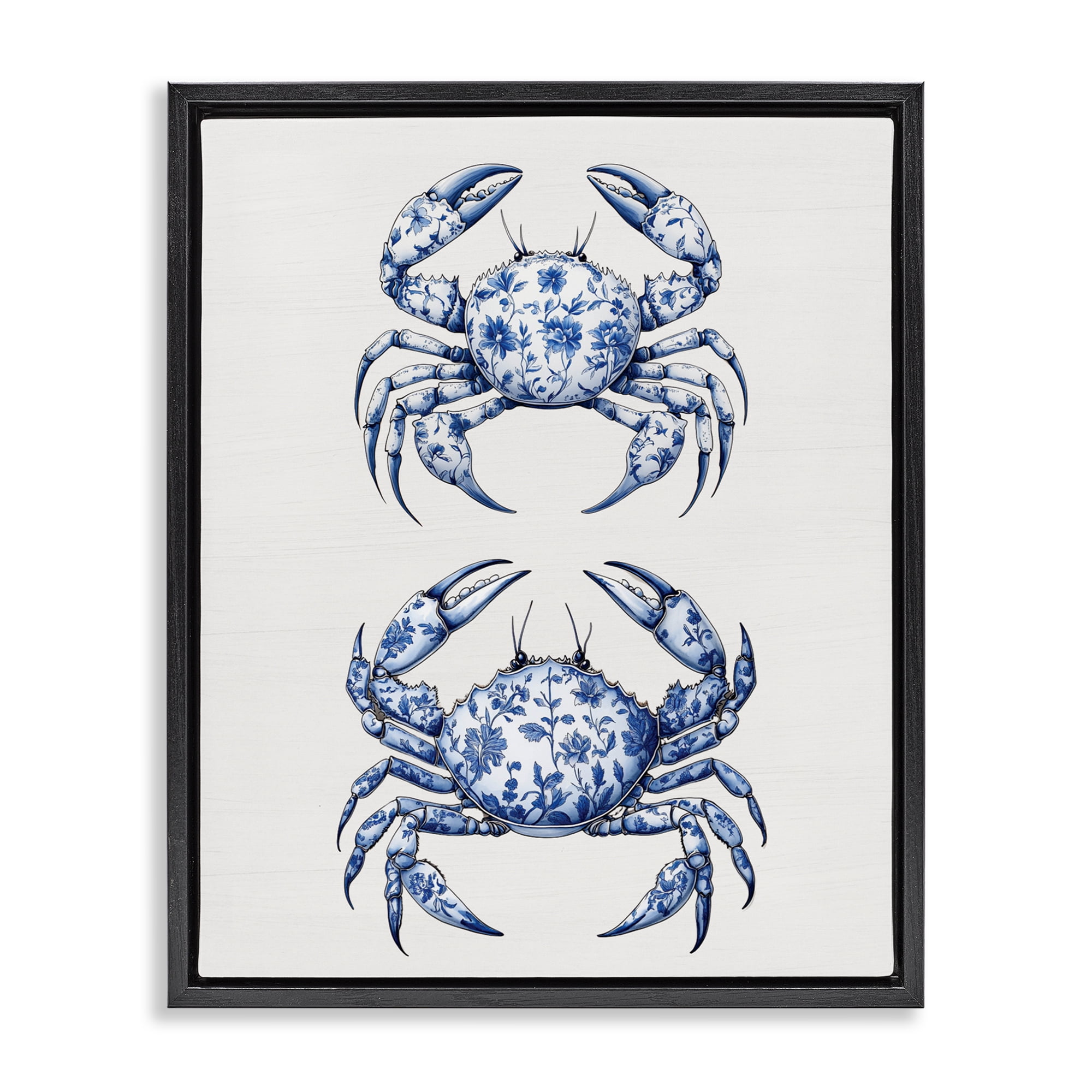 Vintage Toile Crabs Black Framed Floater Canvas Wall Art, design by Lettered and Lined
