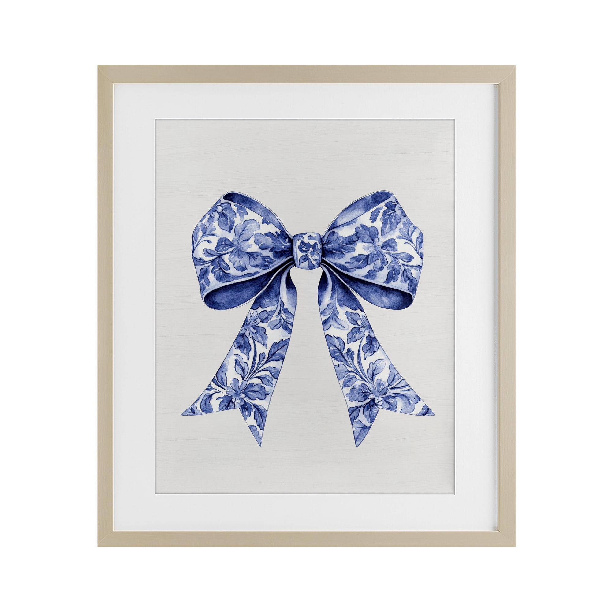 Vintage Toile Flower Ribbon Birch Framed Print Under Glass, design by Lettered and Lined