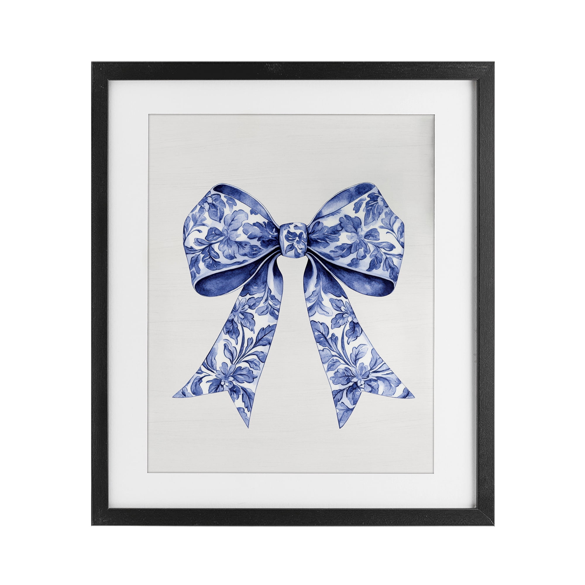 Vintage Toile Flower Ribbon Black Framed Print Under Glass, design by Lettered and Lined