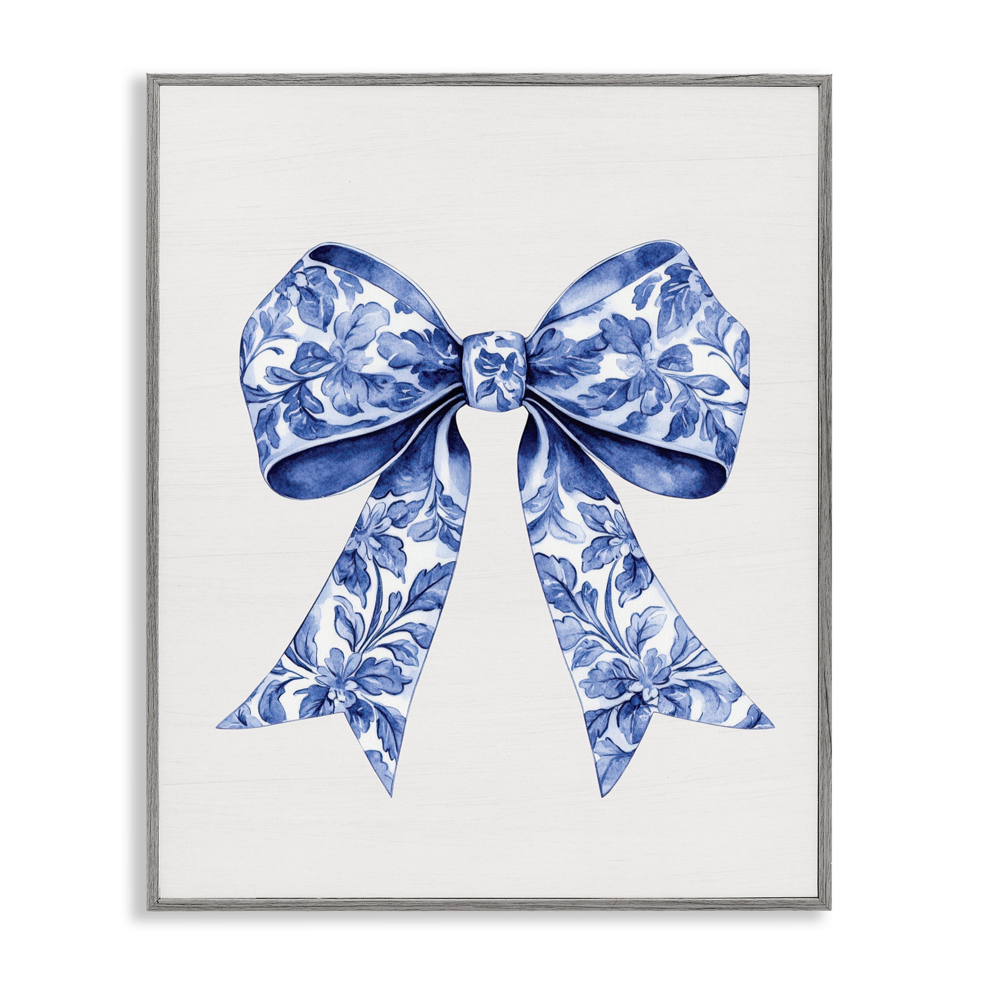 Vintage Toile Flower Ribbon Gray Framed Giclee Art, design by Lettered and Lined