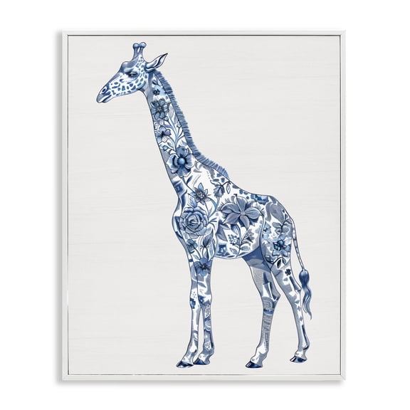 Vintage Toile Giraffe White Framed Giclee Art, design by Lettered and Lined