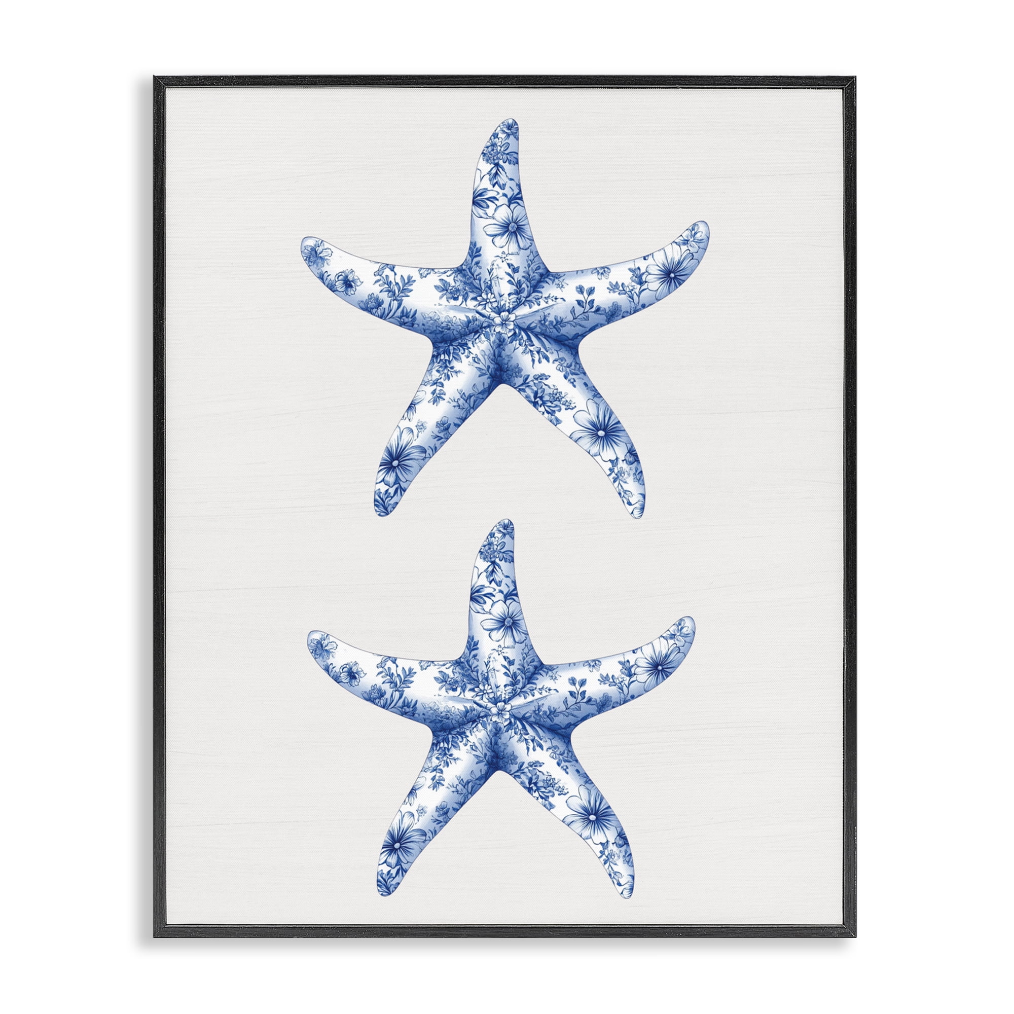 Vintage Toile Starfish Black Framed Giclee Art, design by Lettered and Lined