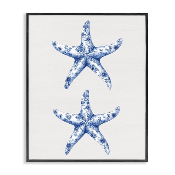 Vintage Toile Starfish Black Framed Giclee Art, design by Lettered and Lined