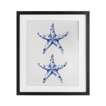 Vintage Toile Starfish Black Framed Print Under Glass, design by Lettered and Lined