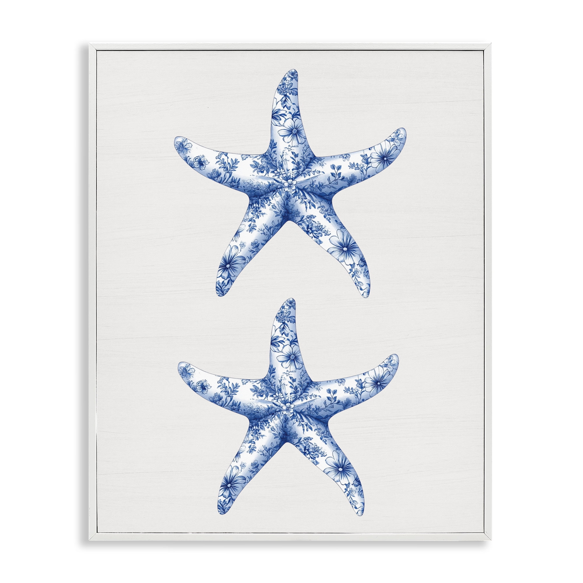 Vintage Toile Starfish White Framed Giclee Art, design by Lettered and Lined