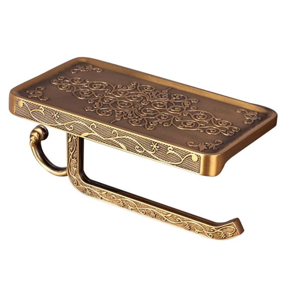 Vintage Toilet Paper Holder Bathroom Roll Tissue Rack Wall\-Mounted Retro Phone Towel Shelf Bronze