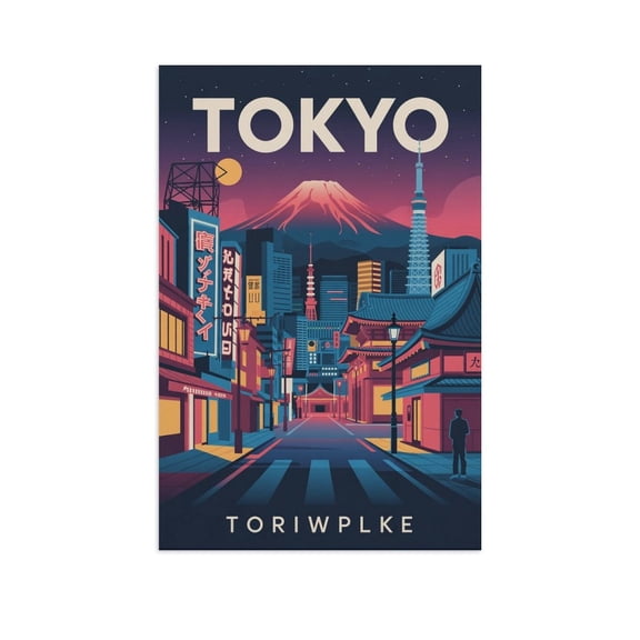 Vintage Tokyo Cityscape Retro Japanese Tourism with Skyline & Cultural Heritage Print Poster