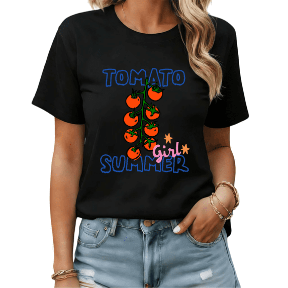 Vintage Tomato Lover Summer Gift Graphic Tees Womans T shirt Black White S-5XL Tops