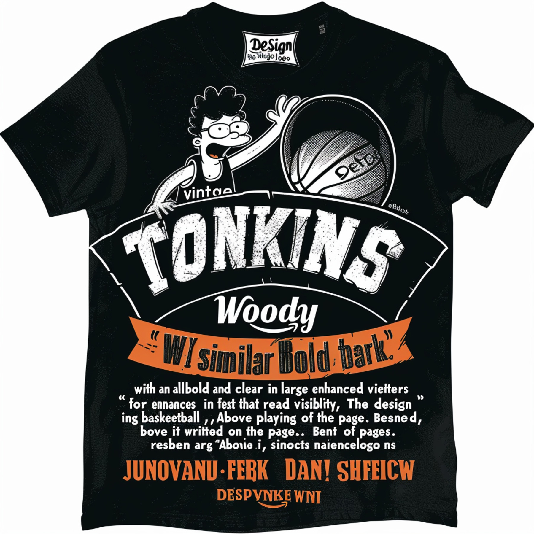 Vintage Tonka Logo Black TShirt by Dan H Bold design with 'Woody