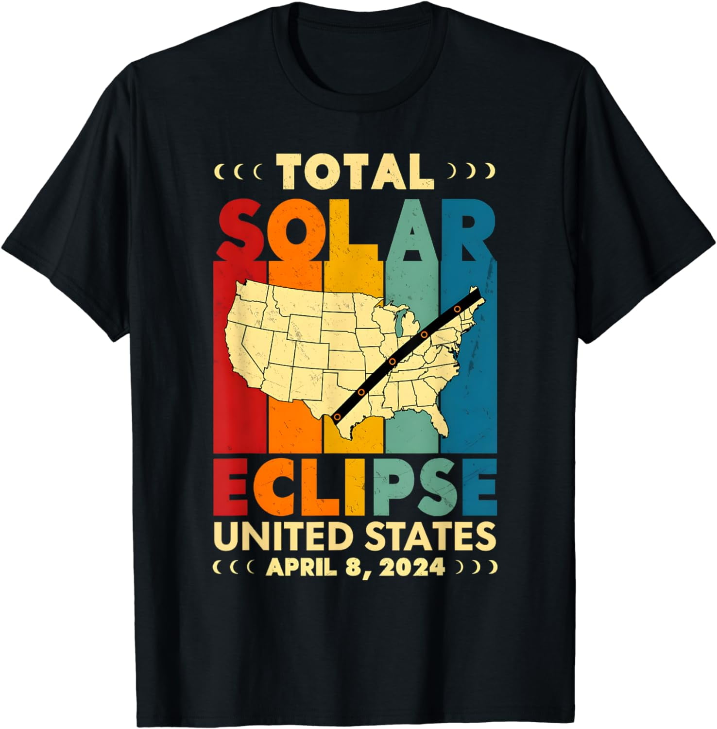 Vintage Total Solar Eclipse United States April 8, 2024 T-Shirt ...