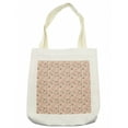 thumbnail image 1 of Vintage Tote Bag, Abstract Lines Background with Pastel Leaves and Flowers Retro Inspirations, Cloth Linen Reusable Bag for Shopping Books Beach and More, 16.5" X 14", Cream, by Ambesonne, 1 of 2