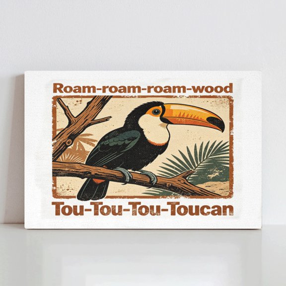 Vintage Toucan Canvas Wall Art, Retro Tropical Bird Print Wall Decor, Rustic Jungle Toucan Poster for Living Room Bedroom Kitchen Farmhouse Home Decoration