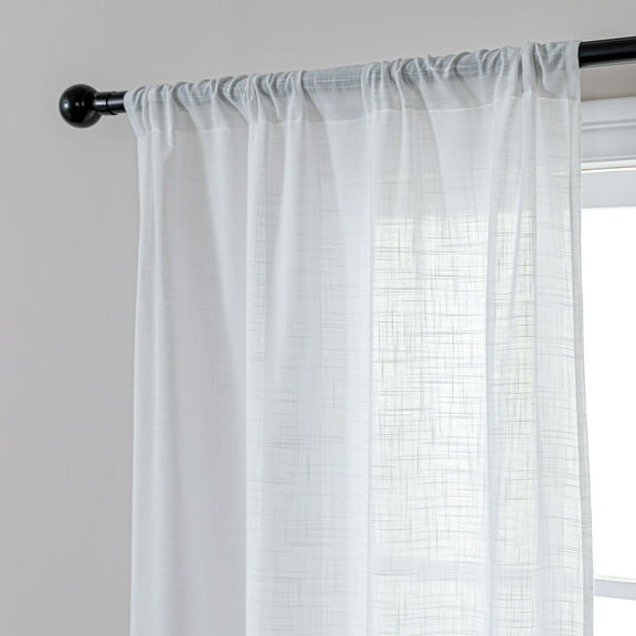 Vintage Touch White Sheer Curtains 37" × 96", Kaelynn Window Curtains Set of 4 Panels for Bedroom, Living Room