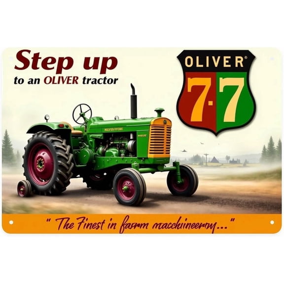 Vintage Tractor 77 Tin Sign, Farm Machinery Metal Wall Decor for Garden, Yard, Bar, Porch, Home, Kitchen, 8 x 12 in