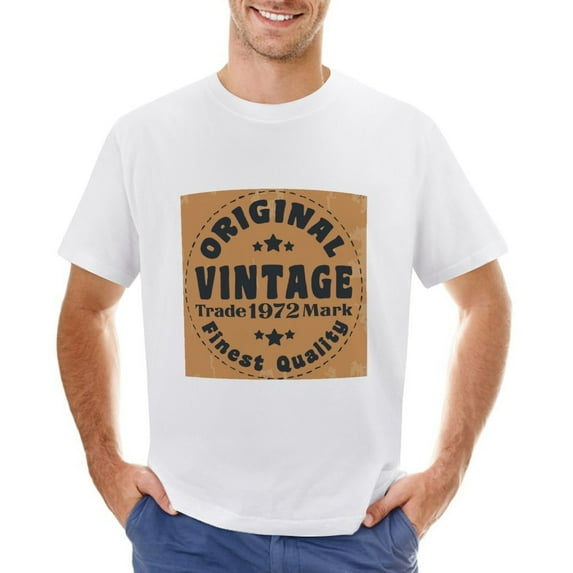 Vintage Trade 1972 Mark Vintage T-shirt Mens Cotton Classic Crewneck Short Sleeve Tees Unisex White S