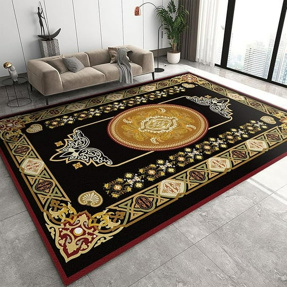 Vintage Tradition Bohemian Art Rugs, Boho Luxury Brown Black Red Geometric Pattern Area Rug, Soft Foldable Non Skid Mat For Living Room Bedroom Sofa Kitchen Hallway Apartment 3 x 4ft