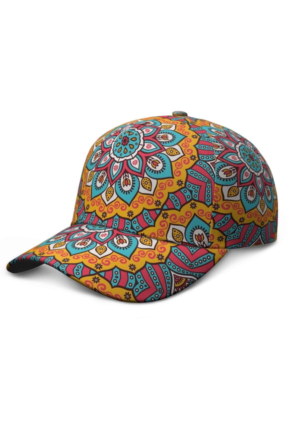 Vintage Traditional Mandala Baseball Cap – Tribal Ethnic Dad Hat Featuring Boho Spiritual Sacred Pattern, Artistic Zen Design