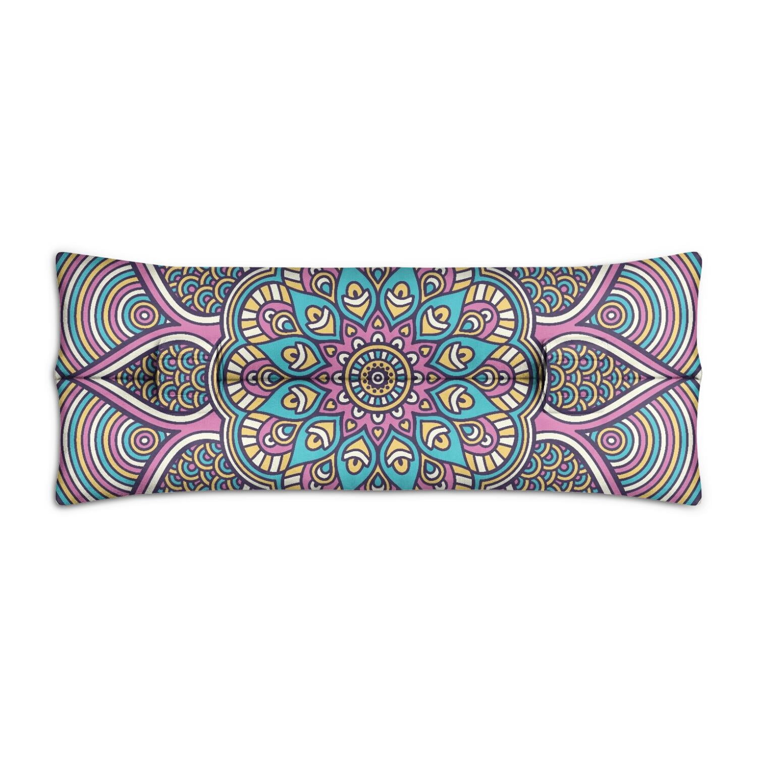 Vintage Traditional Mandala Seat Belt Pillow - Soft Mastectomy Cushion for Post Surgery - Chest Protector with Abstract Ornamental Pattern