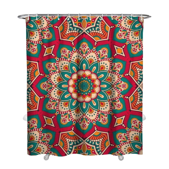 Vintage Traditional Mandala Shower Curtain Waterproof Bathroom Drape Premium Fabric with Metal Grommets and 12 Hooks 72x84 Inch