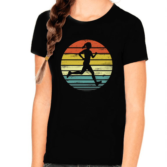 Vintage Trail Running TShirts for Girls Vintage Running Graphic Tees for Runners Marathon, 5k, 10k