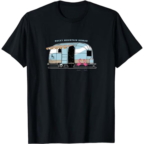 Vintage Trailer - Rocky Mountain - Flamingos T-Shirt