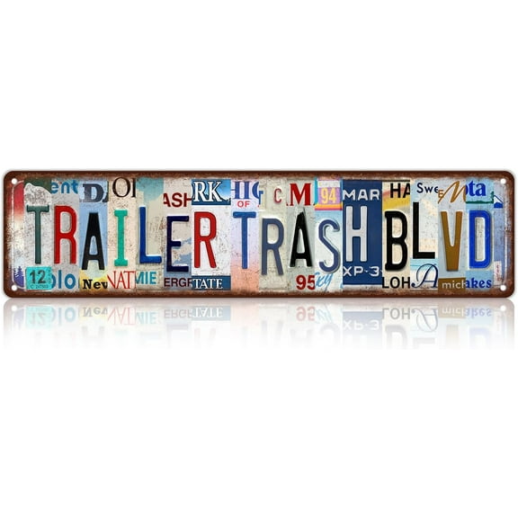 Vintage Trailer Trash Blvd Wall Decor Street Signs Metal Tin Signs 16 x 4 Inches