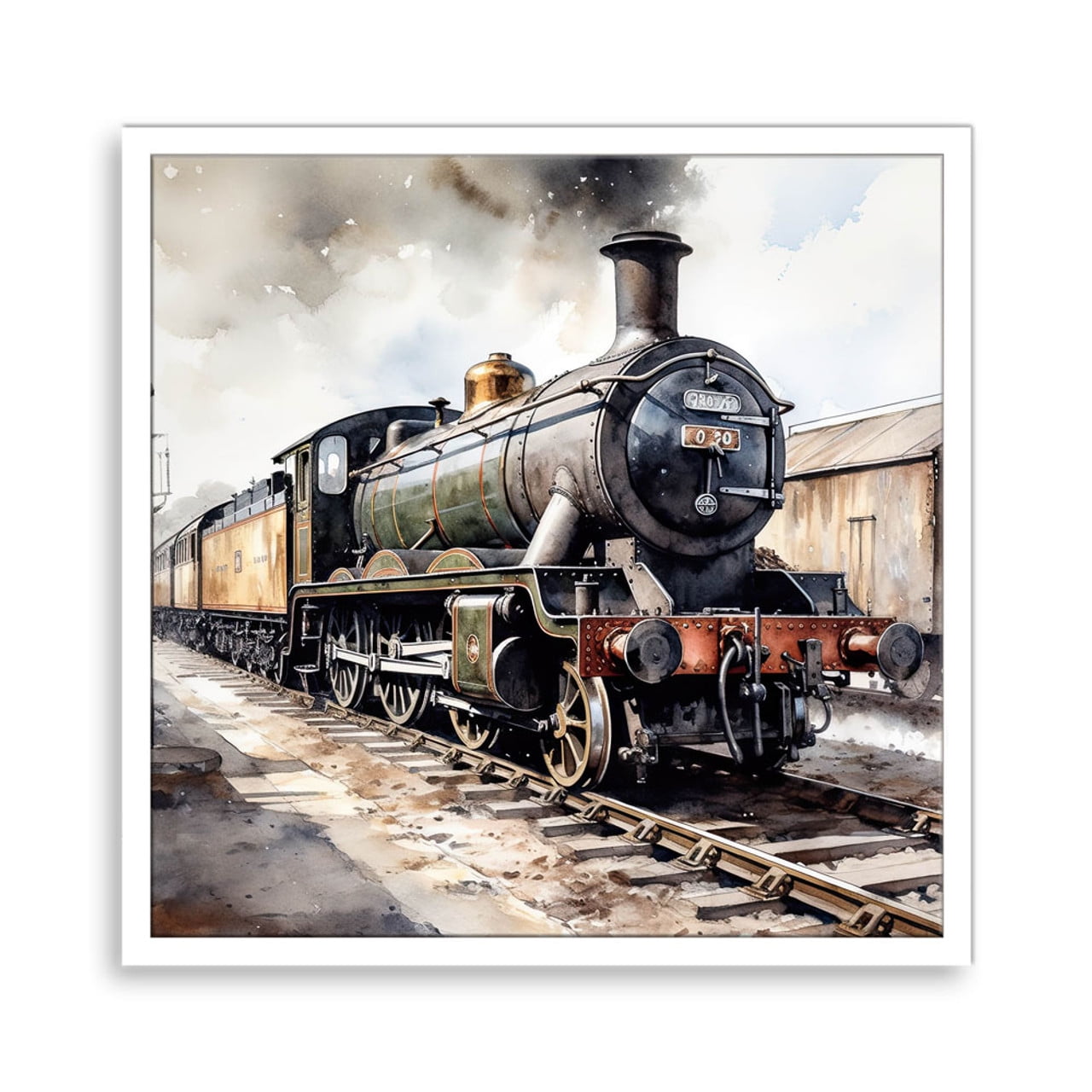 Vintage Train -12x12" Framed HD Wall Picture