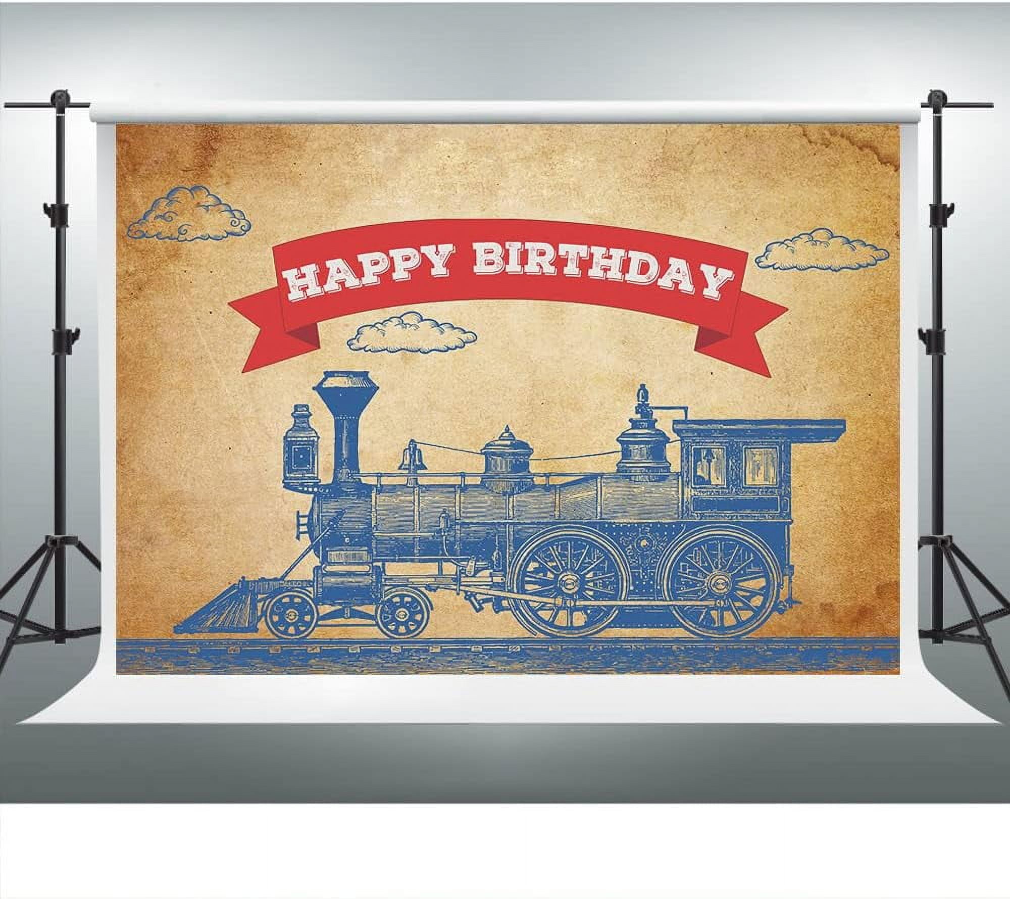 Vintage Train Backdrop - Themed Birthday Party Background for Kids ...