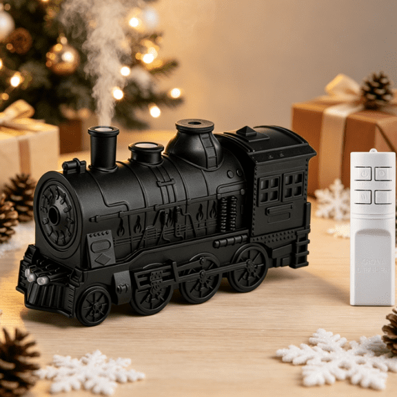 Vintage Train Essential Oil Diffuser, 300ml Ultrasonic Aromatherapy Humidifier with Remote, Dual-Color LED Light, and Auto Shut-Off for Home and Office