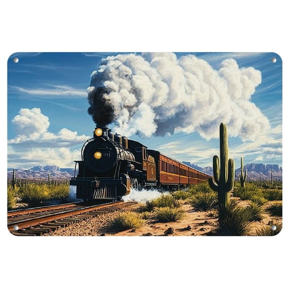 Vintage Train Iron Wall Decor, 12x8 inches - Water and Dust Resistant, Fun Style for Home, Bar, Garage, Kitchen - Ideal Gift for Men and Women, Perfect for Room Decor