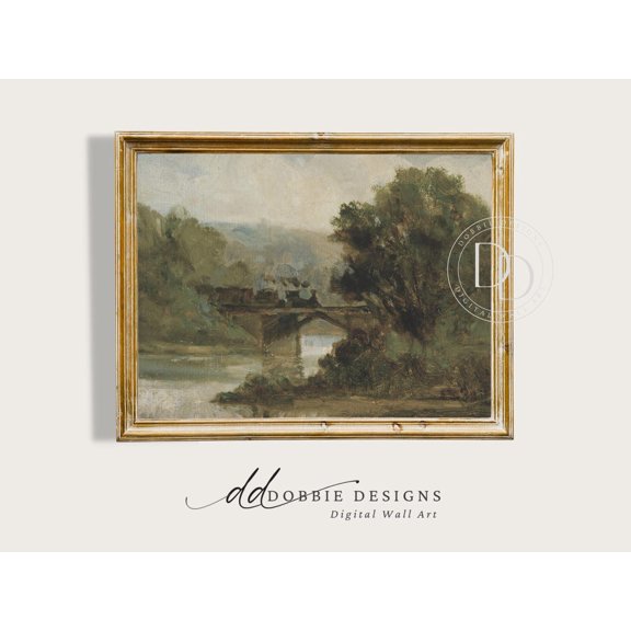 Vintage Train Landscape Painting Rustic Bridge Steam Engine Art Print Nature Inspired Countryside Railway Scene 251002-6 Wall Art Home Decor Office Wall Art
