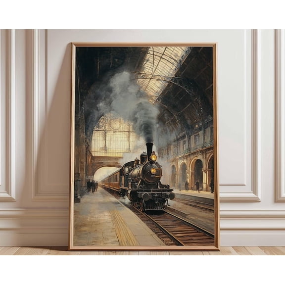 Vintage Train Station Retro Train Wall Art Print, Unframed Paper Poster 8x10in