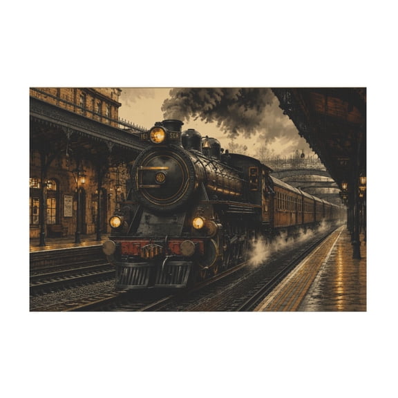 Vintage Train Station Steam Locomotive Canvas Wall Art For Bedroom Living Room 12*18in