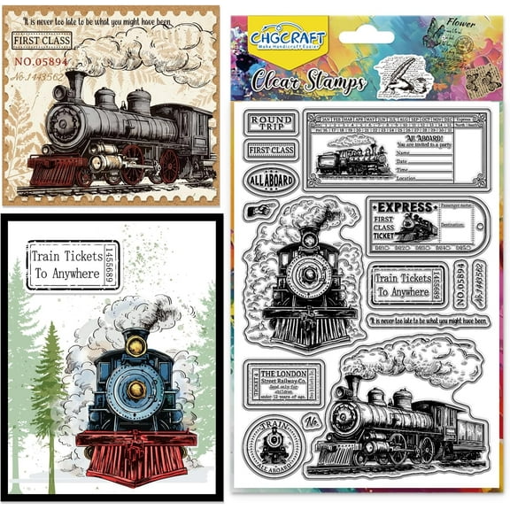 Vintage Train Tickets Clear Stamp Silicone Clear Stamps Transparent Handicraft Stamps