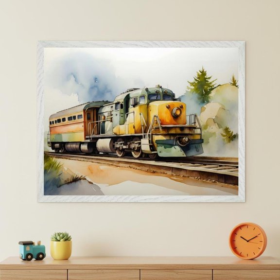 Vintage Train Watercolor Style Wall Art Locomotive Nursery Decor Retro Railway Illustration Engine Poster Boys Bedroom Decor