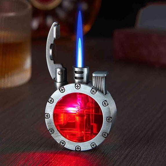 Vintage Transparent Kerosene Lighter with LED Light – Unique Design for Smoking & Outdoor Activities, Ideal Gift for Collectors & Enthusiasts