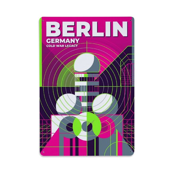 Vintage Travel Berlin Germany Elation Vintage Metal Tin Sign Plaque Wall Decor for Cafe, Club, Garden Metal Poster 8x12Inch