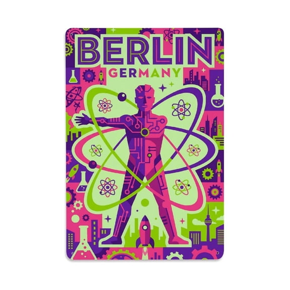 Vintage Travel Berlin Germany Light Vintage Metal Tin Sign Plaque Wall Decor for Cafe, Club, Garden Metal Poster 8x12Inch