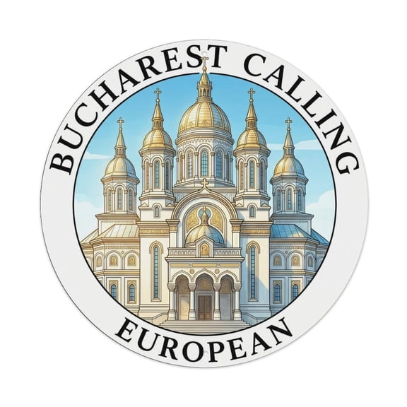 Vintage Travel Bucharest Cathedral European Vintage Metal Tin Sign Plaque Wall Decor for Cafe, Club, Garden Round Metal Poster 8x8Inch