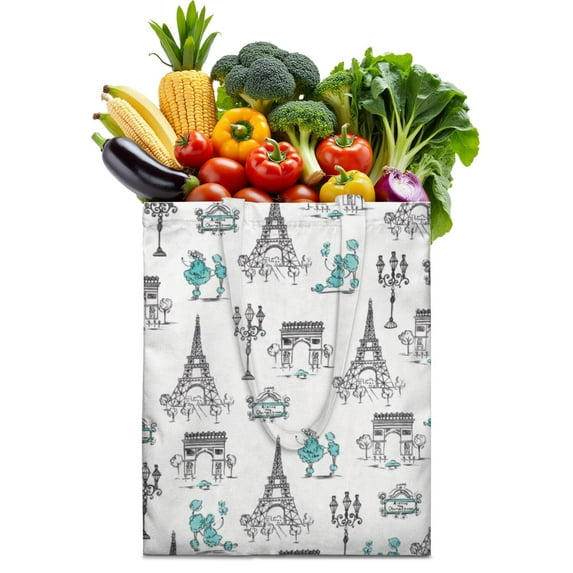 Vintage Travel Canvas Shopping Tote – Fashionable Paris Style Handbag for Vacation and Adventure